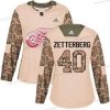 Adidas Detroit Red Wings #40 Henrik Zetterberg Maastokuvio Aito 2017 Veterans Day Ommeltu NHL Paita – Naisten