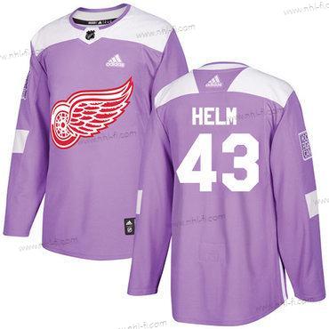 Adidas Detroit Red Wings #43 Darren Helm Violetti Aito Taistelee syöpää vastaan Ommeltu NHL Paita – Miesten