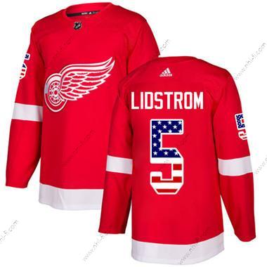 Adidas Detroit Red Wings #5 Nicklas Lidstrom Punainen Kotiottelu Aito USA Flag Ommeltu NHL Paita – Nuoret