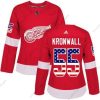 Adidas Detroit Red Wings #55 Niklas Kronwall Punainen Kotiottelu Aito USA Flag Ommeltu NHL Paita – Naisten