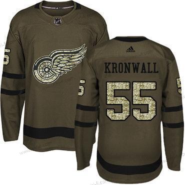 Adidas Detroit Red Wings #55 Niklas Kronwall Vihreä Salute to Service Ommeltu NHL Paita – Nuoret