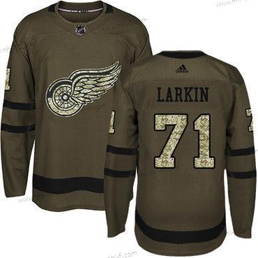 Adidas Detroit Red Wings #71 Dylan Larkin Vihreä Salute to Service Ommeltu NHL Paita – Nuoret