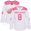 Adidas Detroit Red Wings #8 Justin Abdelkader Valkoinen Pinkki Aito Ommeltu NHL Paita – Naisten