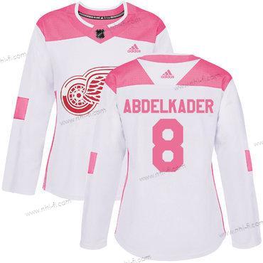 Adidas Detroit Red Wings #8 Justin Abdelkader Valkoinen Pinkki Aito Ommeltu NHL Paita – Naisten