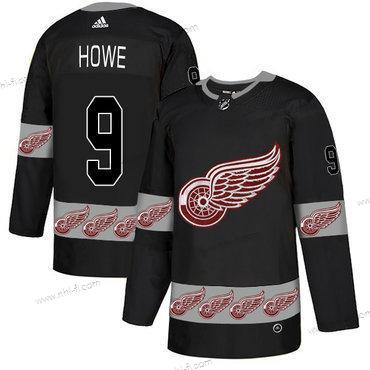 Adidas Detroit Red Wings #9 Gordie Howe Musta Maajoukkue Logos Paita – Miesten