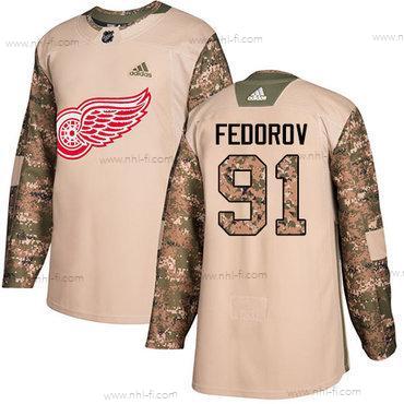 Adidas Detroit Red Wings #91 Sergei Fedorov Maastokuvio Aito 2017 Veterans Day Ommeltu NHL Paita – Miesten