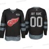 Adidas Detroit Red Wings Räätälöidyt Musta 1917-2017 100th Vuosipäivä Ommeltu NHL Paita