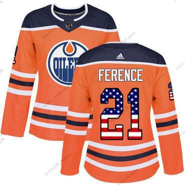 Adidas Edmonton Oilers #21 Andrew Ference Oranssi Kotiottelu Aito USA Flag Ommeltu NHL Paita – Naisten