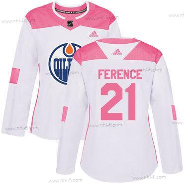 Adidas Edmonton Oilers #21 Andrew Ference Valkoinen Pinkki Aito Ommeltu NHL Paita – Naisten