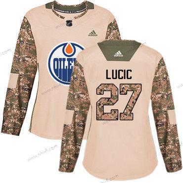 Adidas Edmonton Oilers #27 Milan Lucic Maastokuvio Aito 2017 Veterans Day Ommeltu NHL Paita – Naisten