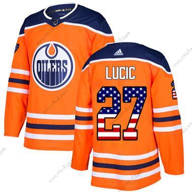 Adidas Edmonton Oilers #27 Milan Lucic Oranssi Kotiottelu Aito USA Flag Ommeltu NHL Paita – Nuoret