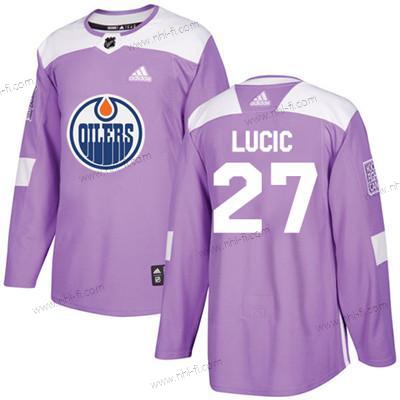 Adidas Edmonton Oilers #27 Milan Lucic Violetti Aito Taistelee syöpää vastaan Ommeltu NHL Paita – Nuoret