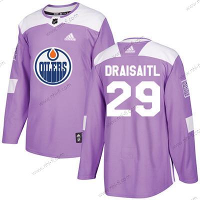 Adidas Edmonton Oilers #29 Leon Draisaitl Violetti Aito Taistelee syöpää vastaan Ommeltu NHL Paita – Nuoret