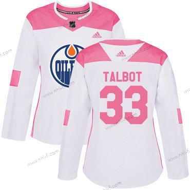 Adidas Edmonton Oilers #33 Cam Talbot Valkoinen Pinkki Aito Ommeltu NHL Paita – Naisten