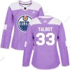 Adidas Edmonton Oilers #33 Cam Talbot Violetti Aito Taistelee syöpää vastaan Ommeltu NHL Paita – Naisten