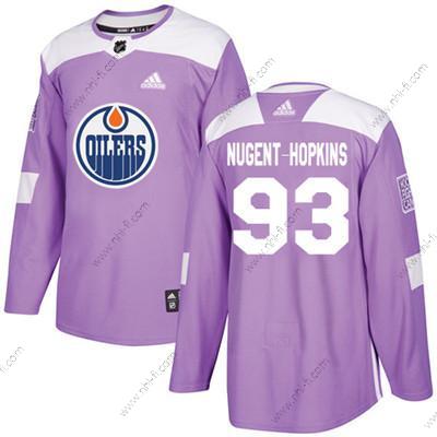 Adidas Edmonton Oilers #93 Ryan Nugent-Hopkins Violetti Aito Taistelee syöpää vastaan Ommeltu NHL Paita – Nuoret