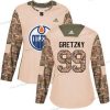 Adidas Edmonton Oilers #99 Wayne Gretzky Maastokuvio Aito 2017 Veterans Day Ommeltu NHL Paita – Naisten