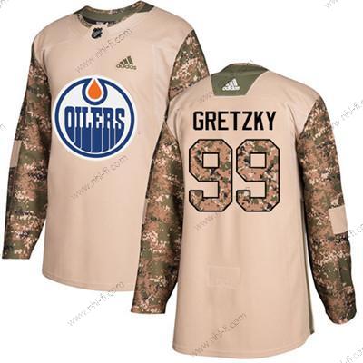 Adidas Edmonton Oilers #99 Wayne Gretzky Maastokuvio Aito 2017 Veterans Day Ommeltu NHL Paita – Nuoret