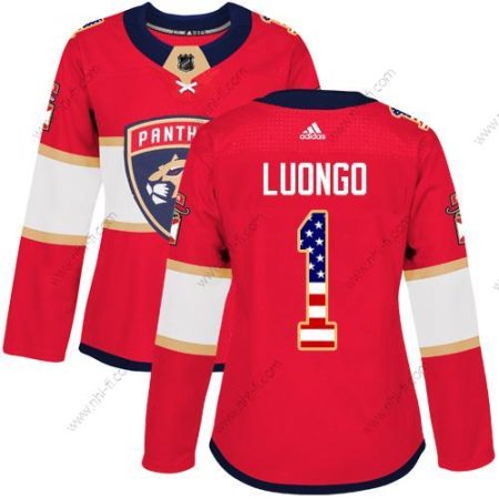 Adidas Florida Panthers #1 Roberto Luongo Punainen Kotiottelu Aito USA Flag Ommeltu NHL Paita – Naisten