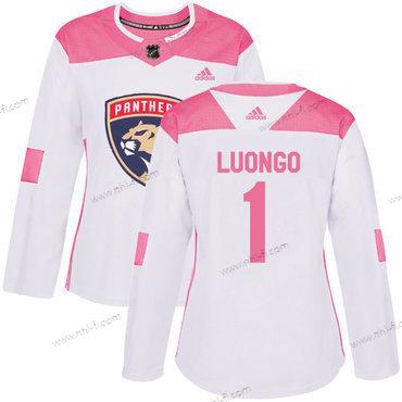 Adidas Florida Panthers #1 Roberto Luongo Valkoinen Pinkki Aito Ommeltu NHL Paita – Naisten