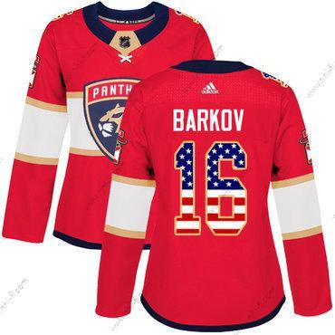 Adidas Florida Panthers #16 Aleksander Barkov Punainen Kotiottelu Aito USA Flag Ommeltu NHL Paita – Naisten