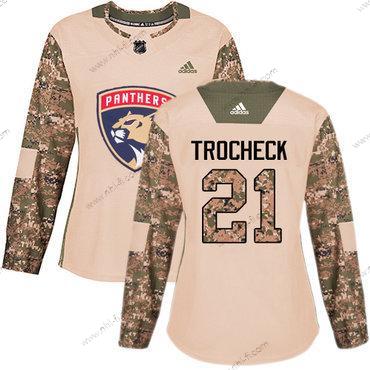 Adidas Florida Panthers #21 Vincent Trocheck Maastokuvio Aito 2017 Veterans Day Ommeltu NHL Paita – Naisten