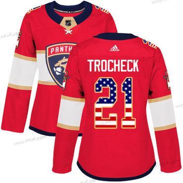 Adidas Florida Panthers #21 Vincent Trocheck Punainen Kotiottelu Aito USA Flag Ommeltu NHL Paita – Naisten