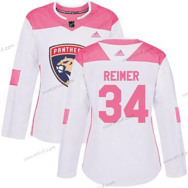 Adidas Florida Panthers #34 James Reimer Valkoinen Pinkki Aito Ommeltu NHL Paita – Naisten