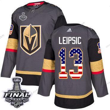 Adidas Kultaen Knights #13 Brendan Leipsic Harmaa Kotiottelu Aito USA Flag 2018 Stanley Cup Final Ommeltu NHL Paita – Miesten