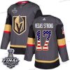 Adidas Kultaen Knights #17 Vegas Strong Harmaa Kotiottelu Aito USA Flag 2018 Stanley Cup Final Ommeltu NHL Paita – Miesten