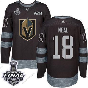 Adidas Kultaen Knights #18 James Neal Musta 1917-2017 100th Vuosipäivä 2018 Stanley Cup Final Ommeltu NHL Paita – Miesten