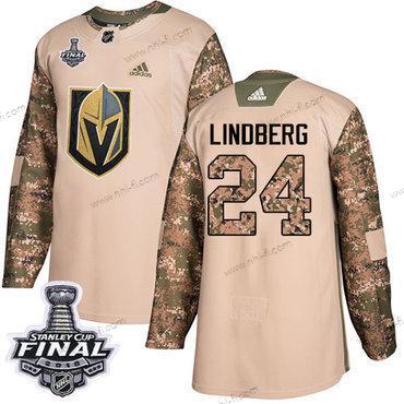 Adidas Kultaen Knights #24 Oscar Lindberg Maastokuvio Aito 2017 Veterans Day 2018 Stanley Cup Final Ommeltu NHL Paita – Miesten