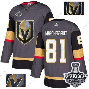 Adidas Kultaen Knights #81 Jonathan Marchessault Harmaa Kotiottelu Aito Kulta 2018 Stanley Cup Final Ommeltu NHL Paita – Miesten