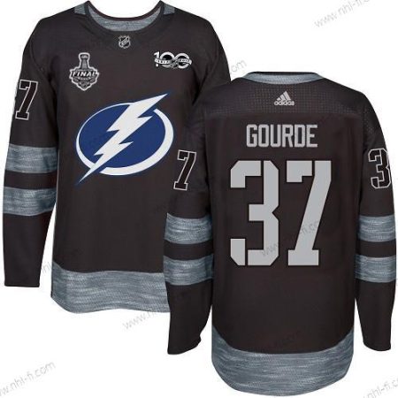 Adidas Lightning #37 Yanni Gourde Musta 1917-2017 100th Vuosipäivä 2020 Stanley Cup Final Ommeltu NHL Paita – Miesten