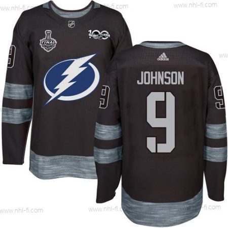 Adidas Lightning #9 Tyler Johnson Musta 1917-2017 100th Vuosipäivä 2020 Stanley Cup Final Ommeltu NHL Paita – Miesten