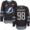 Adidas Lightning #98 Mikhail Sergachev Musta 1917-2017 100th Vuosipäivä 2020 Stanley Cup Final Ommeltu NHL Paita – Miesten