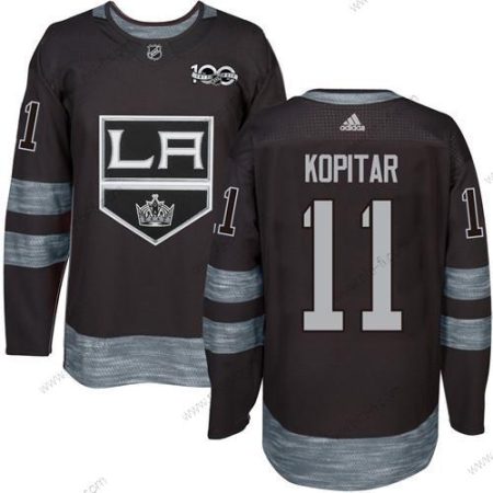 Adidas Los Angeles Kings #11 Anze Kopitar Musta 1917-2017 100th Vuosipäivä Ommeltu NHL Paita – Miesten