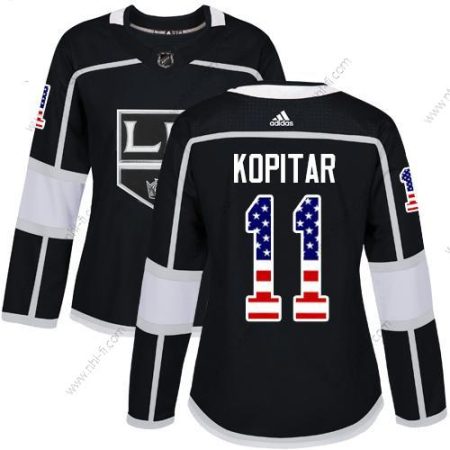 Adidas Los Angeles Kings #11 Anze Kopitar Musta Kotiottelu Aito USA Flag Ommeltu NHL Paita – Naisten