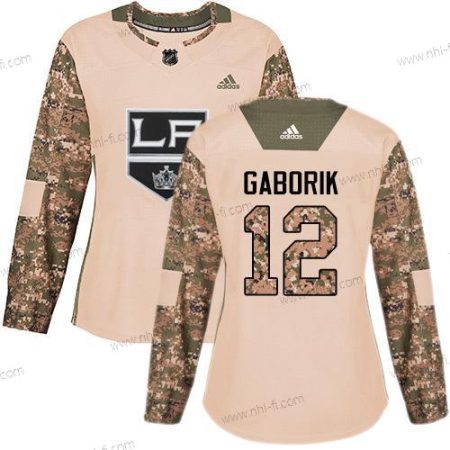 Adidas Los Angeles Kings #12 Marian Gaborik Maastokuvio Aito 2017 Veterans Day Ommeltu NHL Paita – Naisten