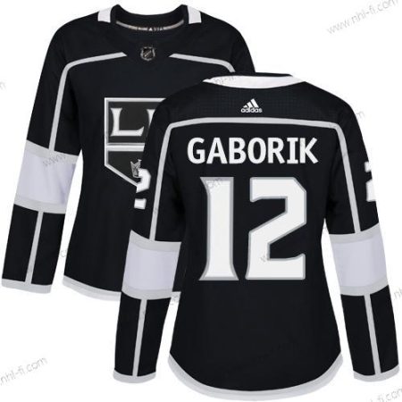 Adidas Los Angeles Kings #12 Marian Gaborik Musta Kotiottelu Aito Ommeltu NHL Paita – Naisten