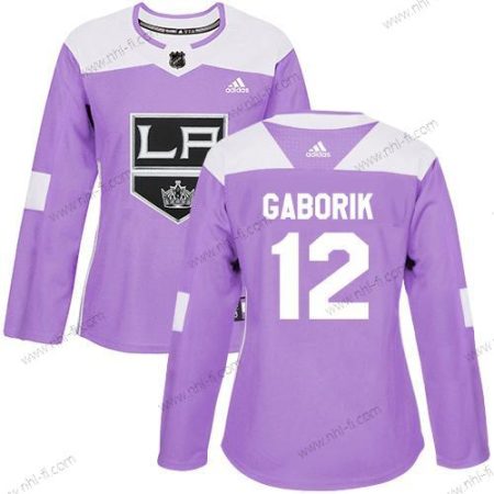 Adidas Los Angeles Kings #12 Marian Gaborik Violetti Aito Taistelee syöpää vastaan Ommeltu NHL Paita – Naisten