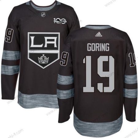 Adidas Los Angeles Kings #19 Butch Goring Musta 1917-2017 100th Vuosipäivä Ommeltu NHL Paita – Miesten