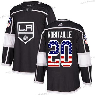 Adidas Los Angeles Kings #20 Luc Robitaille Musta Kotiottelu Aito USA Flag Ommeltu NHL Paita – Miesten