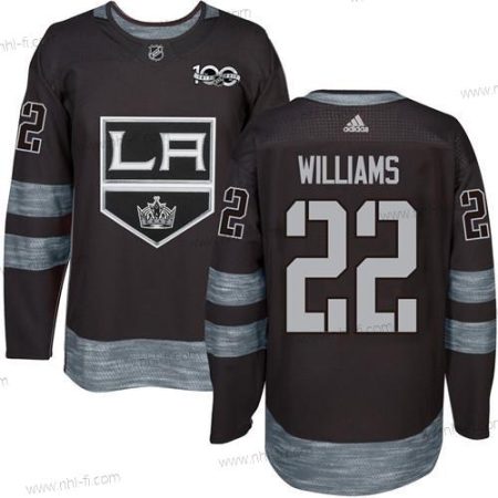 Adidas Los Angeles Kings #22 Tiger Williams Musta 1917-2017 100th Vuosipäivä Ommeltu NHL Paita – Miesten