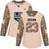 Adidas Los Angeles Kings #23 Dustin Brown Maastokuvio Aito 2017 Veterans Day Ommeltu NHL Paita – Naisten