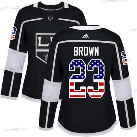 Adidas Los Angeles Kings #23 Dustin Brown Musta Kotiottelu Aito USA Flag Ommeltu NHL Paita – Naisten