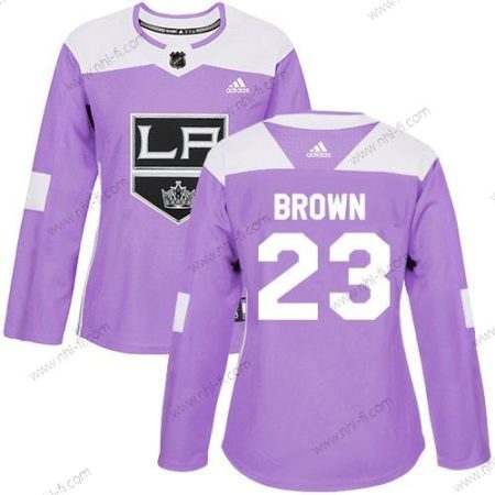 Adidas Los Angeles Kings #23 Dustin Brown Violetti Aito Taistelee syöpää vastaan Ommeltu NHL Paita – Naisten