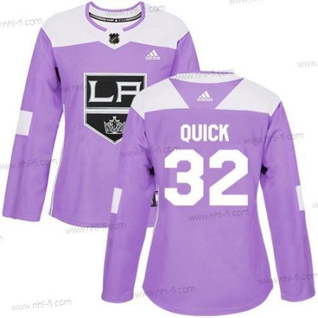 Adidas Los Angeles Kings #32 Jonathan Quick Violetti Aito Taistelee syöpää vastaan Ommeltu NHL Paita – Naisten