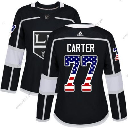 Adidas Los Angeles Kings #77 Jeff Carter Musta Kotiottelu Aito USA Flag Ommeltu NHL Paita – Naisten