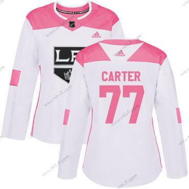 Adidas Los Angeles Kings #77 Jeff Carter Valkoinen Pinkki Aito Ommeltu NHL Paita – Naisten